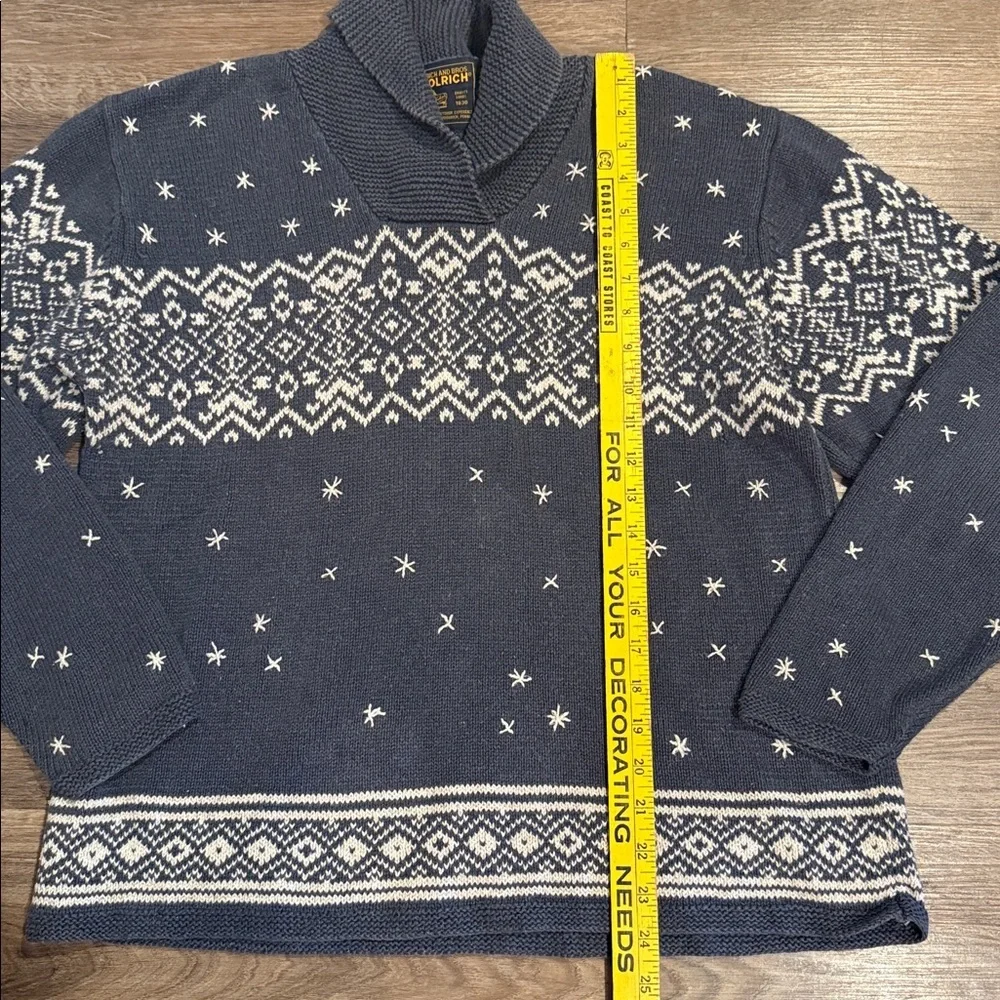 Woolrich Women’s Cowl Neck Knit Blue Fair Isle Winter Snow Sweater Size M - Picture 2 of 7